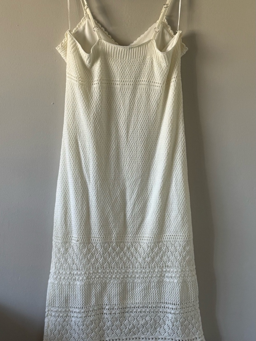 Freshman Cream Crochet Maxi Slip Dress - Picture 3 of 5